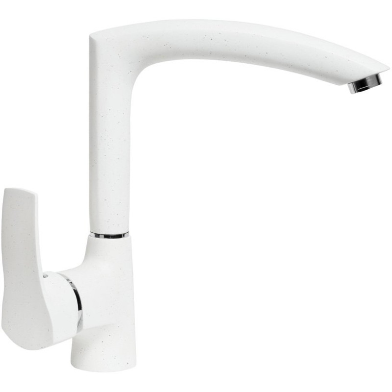 Смеситель AquaGranitEx C-7040 для кухонной мойки, белый