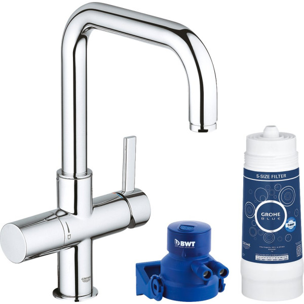 Смеситель Grohe Blue 120438 для кухонной мойки с фильтром, хром