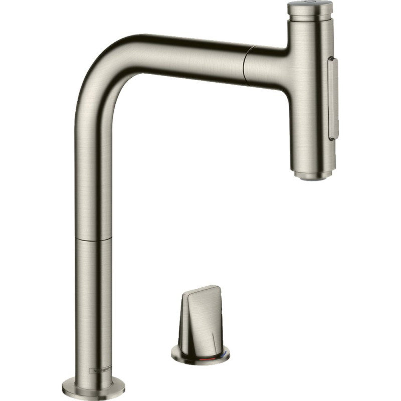Смеситель Hansgrohe Metris Select M71 73819800 для кухонной мойки, сталь