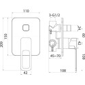 Смеситель IDDIS Slide SLISB00i67 С ВНУТРЕННЕЙ ЧАСТЬЮ, для ванны с душем