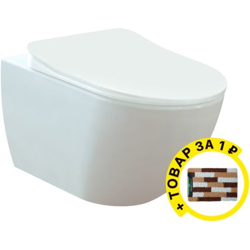 Унитаз подвесной Creavit Free FE320.00100 + коврик