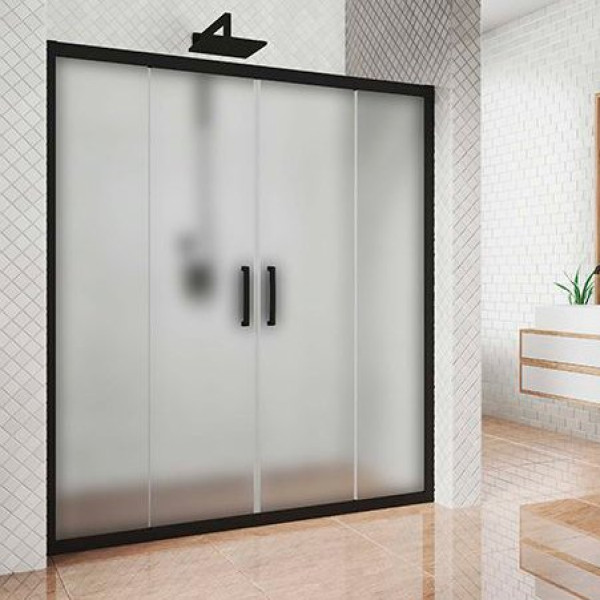 Душевая дверь в нишу Kubele DE019D4-MAT-BLMT 165 см, профиль матовый черный