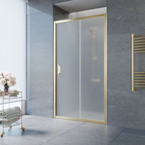 Душевая дверь в нишу Vegas Glass ZP TUR NOVO 105 09 10 105 см, профиль золото, стекло сатин