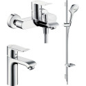 Душевой комплект Hansgrohe Metris 31080000 + Metris 31480000 + душевой гарнитур Raindance Select E 120 26621400