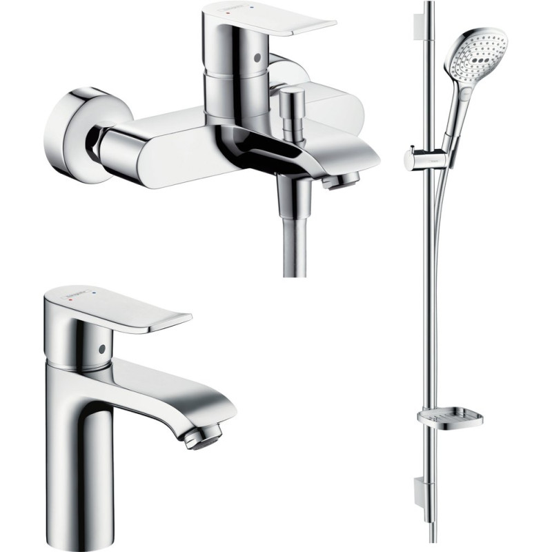 Душевой комплект Hansgrohe Metris 31080000 + Metris 31480000 + душевой гарнитур Raindance Select E 120 26621400