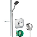 Душевой комплект Hansgrohe Термостат Ecostat S 15757000 + душевой гарнитур + шланговое подключение