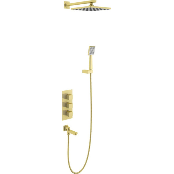 Душевой комплект Timo Tetra-Thermo SX-0199/17SM С ВНУТРЕННЕЙ ЧАСТЬЮ, с термостатом, золото