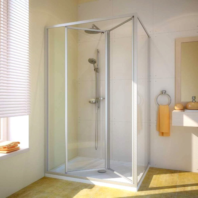Душевой уголок GuteWetter Practic Rectan GK-404 левая 95x85 см стекло бесцветное, профиль матовый хром