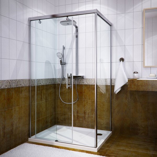 Душевой уголок GuteWetter Slide Rectan GK-863A левая 120x80 см стекло бесцветное, профиль хром