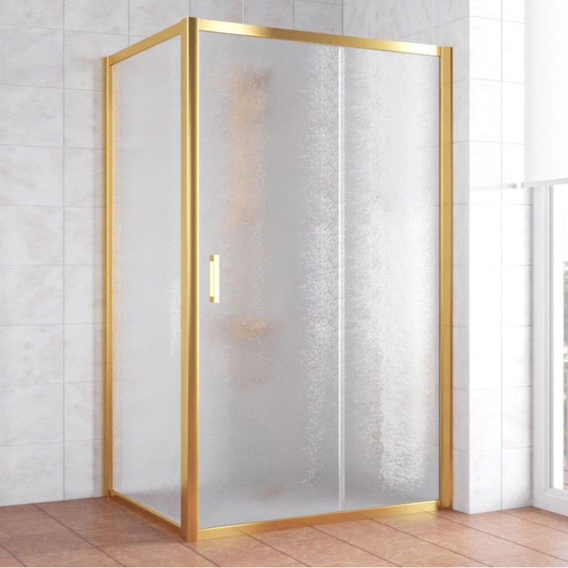 Душевой уголок Vegas Glass ZP+ZPV 130*90 09 02 профиль золото, стекло шиншилла