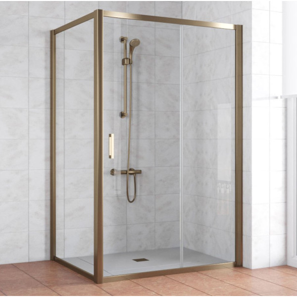 Душевой уголок Vegas Glass ZP+ZPV 140*80 05 01 профиль бронза, стекло прозрачное