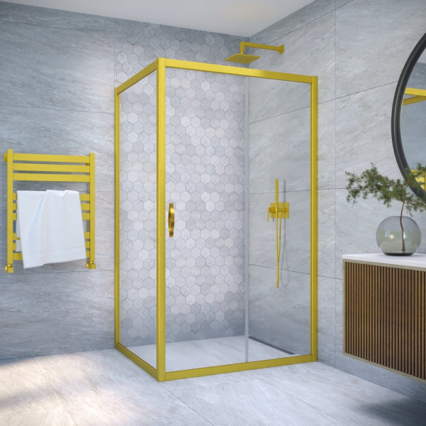 Душевой уголок Vegas Glass ZP+ZPV NOVO 160*100 03 01 профиль золото матовое, стекло прозрачное