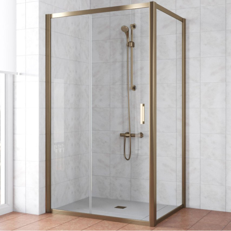 Душевой уголок Vegas Glass ZP+ZPV TUR NOVO 130*80 05 01 профиль бронза, стекло прозрачное