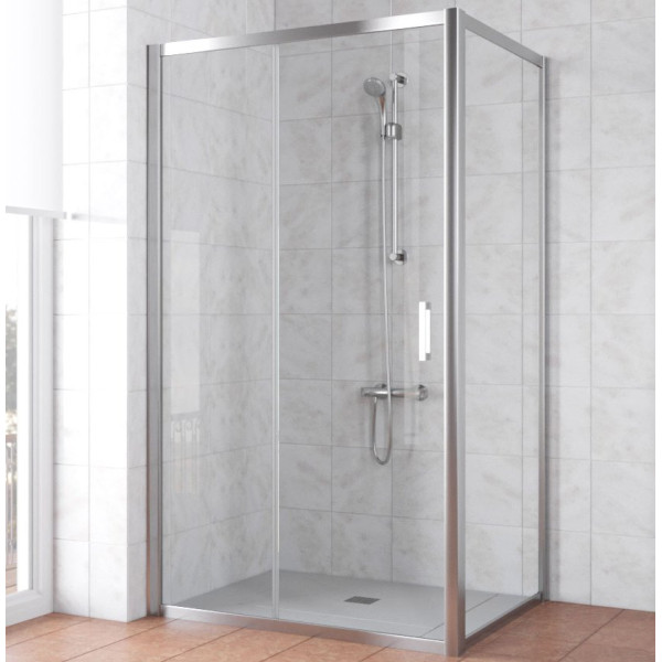 Душевой уголок Vegas Glass ZP+ZPV TUR NOVO 130*80 08 01 профиль глянцевый хром, стекло прозрачное