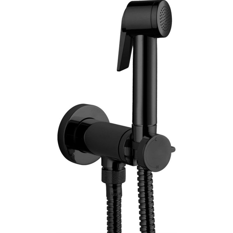 Гигиенический душ Bossini Paloma Flat E37015B.073 со смесителем, С ВНУТРЕННЕЙ ЧАСТЬЮ, черный