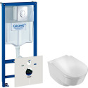 Комплект  Система инсталляции для унитазов Grohe Rapid SL 38750001 4 в 1 с кнопкой смыва + Чаша для унитаза подвесного Jacob Delafon Odeon Rive Gauche