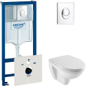 Комплект  Система инсталляции для унитазов Grohe Rapid SL 38750001 4 в 1 с кнопкой смыва + Крышка-сиденье Jacob Delafon Patio E70021 с микролифтом + Ч