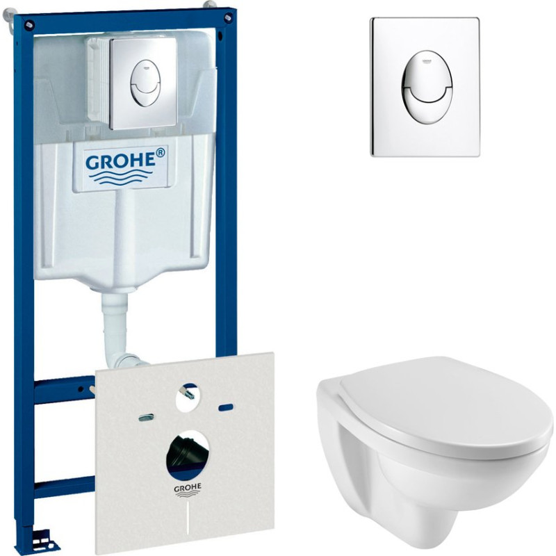 Комплект  Система инсталляции для унитазов Grohe Rapid SL 38750001 4 в 1 с кнопкой смыва + Крышка-сиденье Jacob Delafon Patio E70021 с микролифтом + Ч