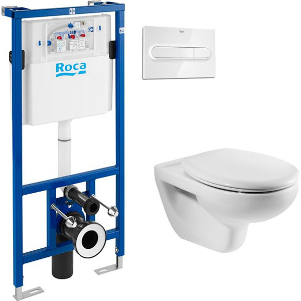 Комплект  Система инсталляции для унитазов Roca DUPLO WC 890090020 + Чаша для унитаза подвесного Roca Victoria 34630300R + Кнопка смыва Roca PL1 Dual