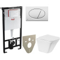 Комплект  Унитаз подвесной BelBagno Marmi BB052CHR с крышкой + Система инсталляции AlcaPlast AM101/1120-001 + Кнопка смыва AlcaPlast ALCA M70 белая + Шумоизоляционная пан?