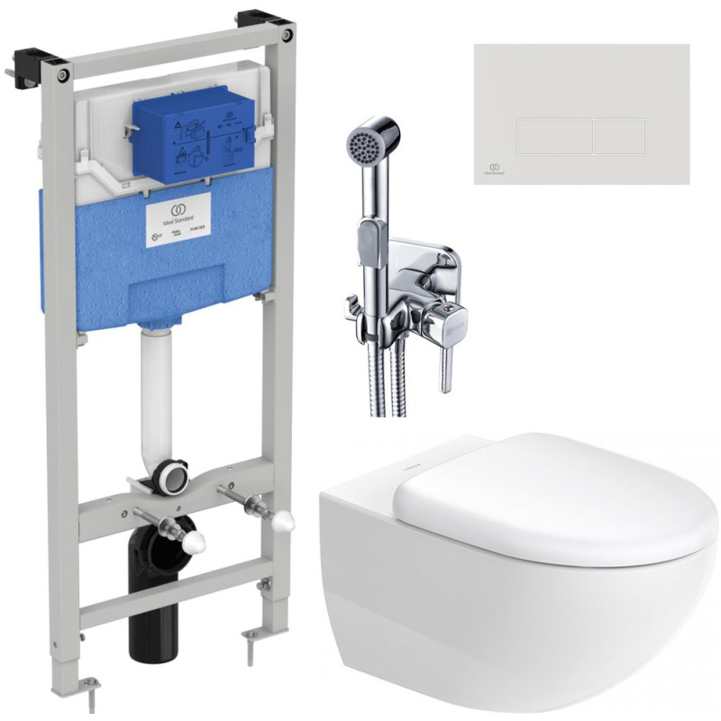 Комплект  Унитаз подвесной Duravit Architec 45720900A1 + Система инсталляции для унитазов Ideal Standard Prosys Frame + Кнопка смыва Ide