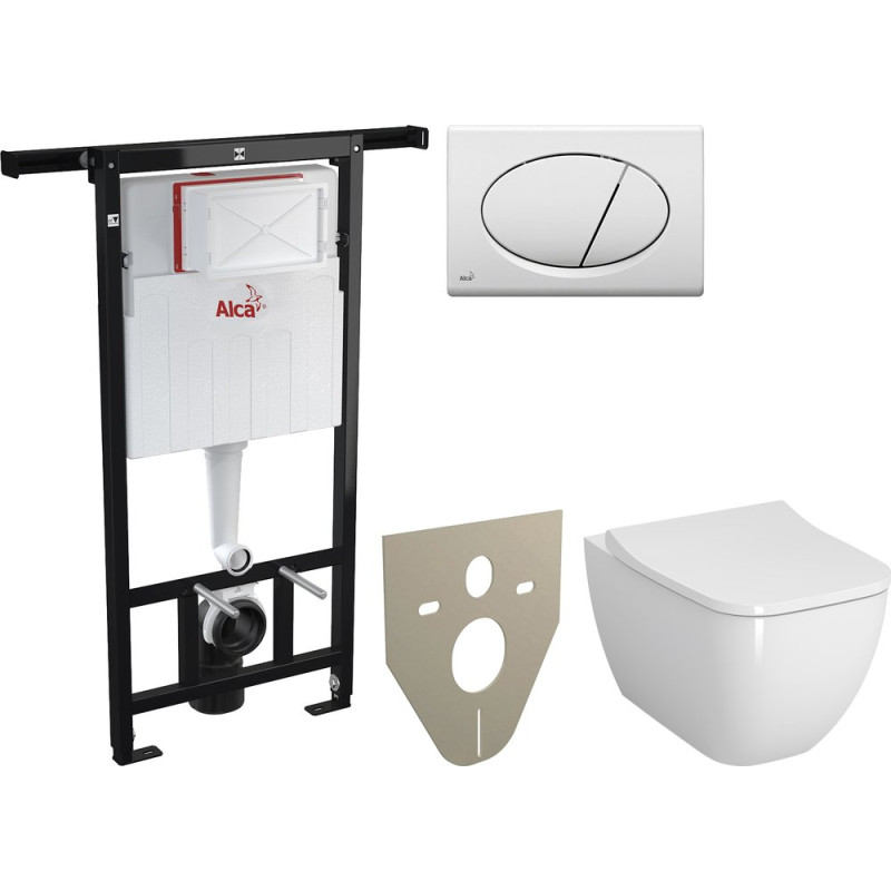 Комплект  Унитаз подвесной VitrA Shift 7742B003-0075 с крышкой + Система инсталляции AM102/1120 + Кнопка смыва AlcaPlast + Шумоизоляционная панель