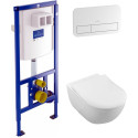 Комплект Унитаз Villeroy & Boch Subway 2.0 alpin + Инсталляция Villeroy & Boch + Кнопка смыва белая