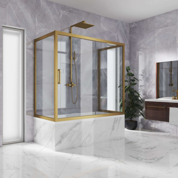 Шторка на ванну Kubele DE019P2U-CLN-BR 150х70 см, профиль бронза