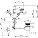 Смеситель Nicolazzi Tradizionale 1434CR70 для биде, с д/к