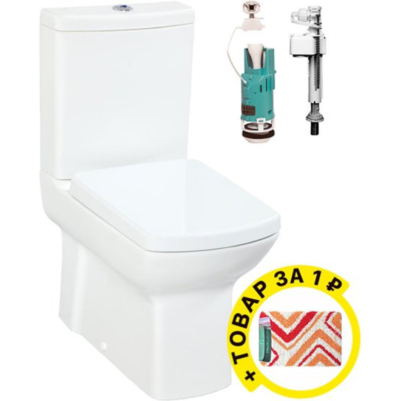 Унитаз-компакт Creavit Lara LR361 к стене, белый + коврик