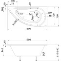 Акриловая ванна 1MarKa Piccolo 150 R без гидромассажа