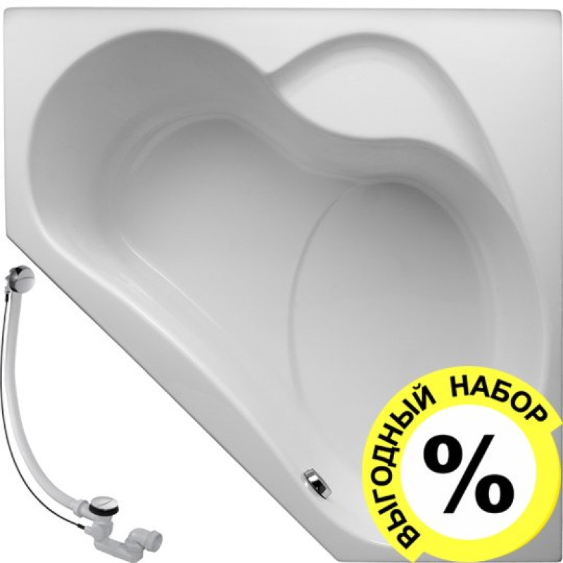 Акриловая ванна Jacob Delafon Bain-Douche 135х135 R + слив-перелив
