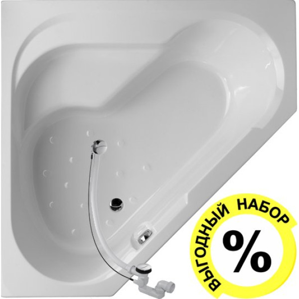 Акриловая ванна Jacob Delafon Bain-Douche 145х145 L + слив-перелив
