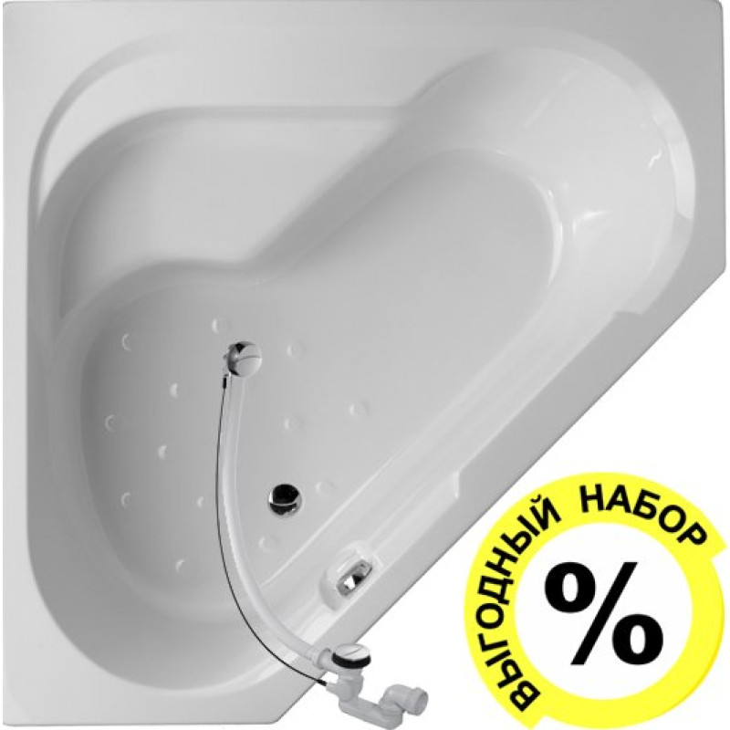 Акриловая ванна Jacob Delafon Bain-Douche 145х145 L + слив-перелив
