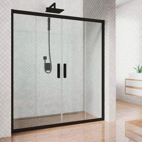 Душевая дверь в нишу Kubele DE019D4-CLN-BLMT 165 см, профиль матовый черный