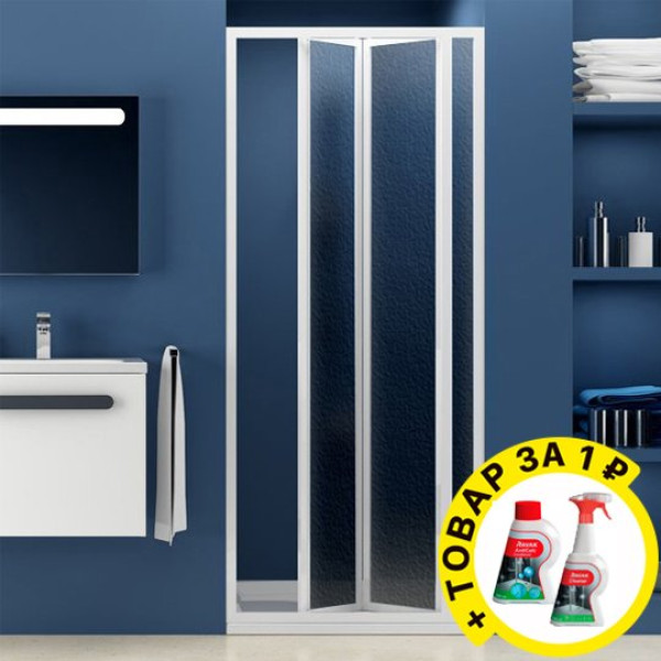 Душевая дверь в нишу Ravak SDZ3-80 Pearl, профиль белый + средство для ванн и защитное средство