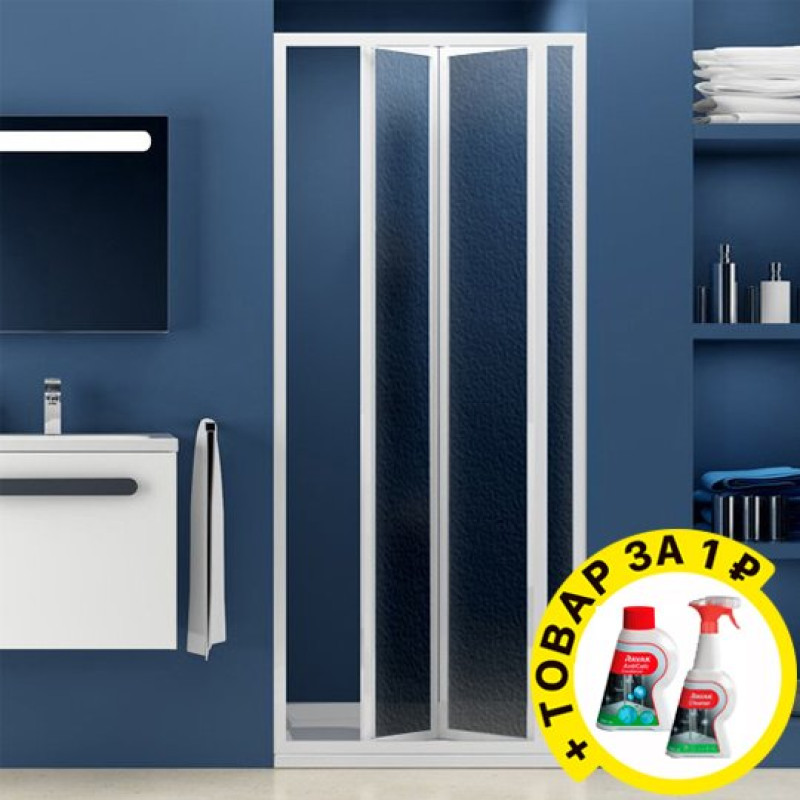 Душевая дверь в нишу Ravak SDZ3-80 Pearl, профиль белый + средство для ванн и защитное средство