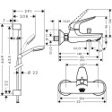 Душевой комплект Hansgrohe Novus 71040000 смеситель + душевой гарнитур