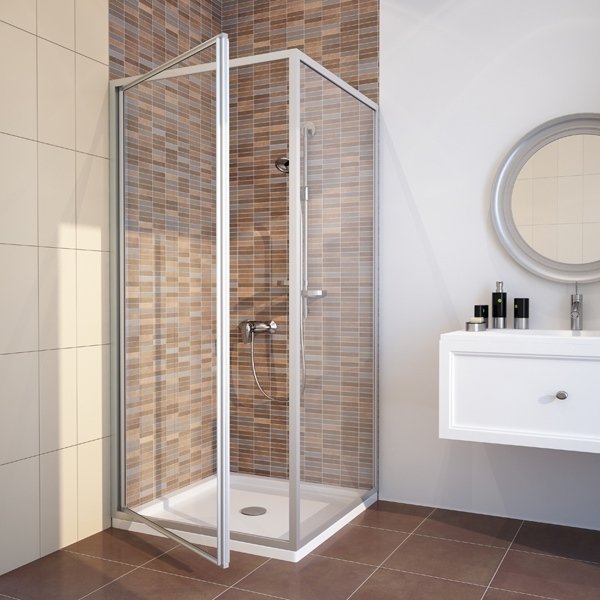 Душевой уголок GuteWetter Practic Rectan GK-401 левая 85x70 см стекло бесцветное, профиль матовый хром