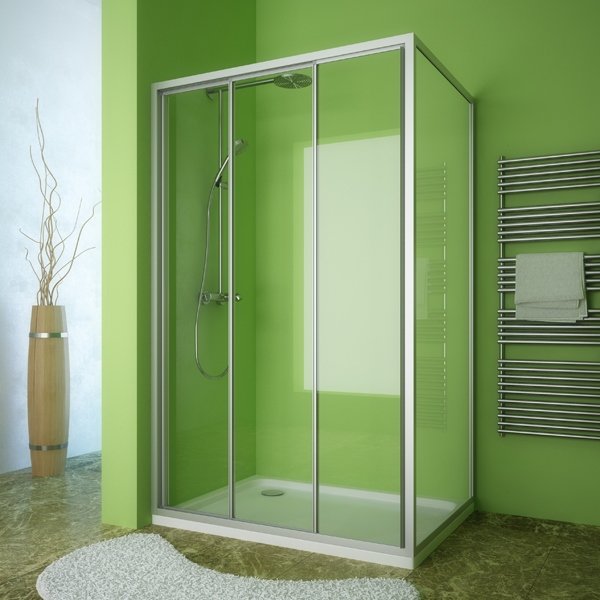 Душевой уголок GuteWetter Practic Rectan GK-403 левая 120x110 см стекло бесцветное, профиль матовый хром