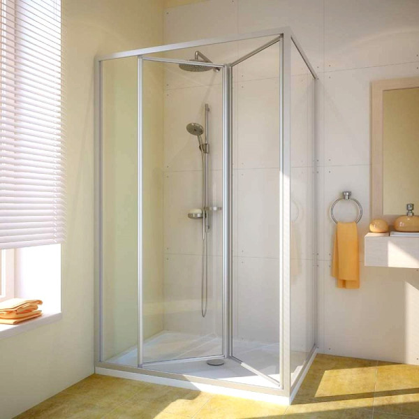 Душевой уголок GuteWetter Practic Rectan GK-404 левая 95x90 см стекло бесцветное, профиль матовый хром