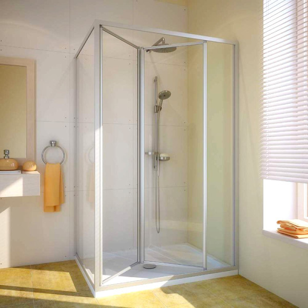 Душевой уголок GuteWetter Practic Rectan GK-404 правая 100x80 см стекло бесцветное, профиль матовый хром