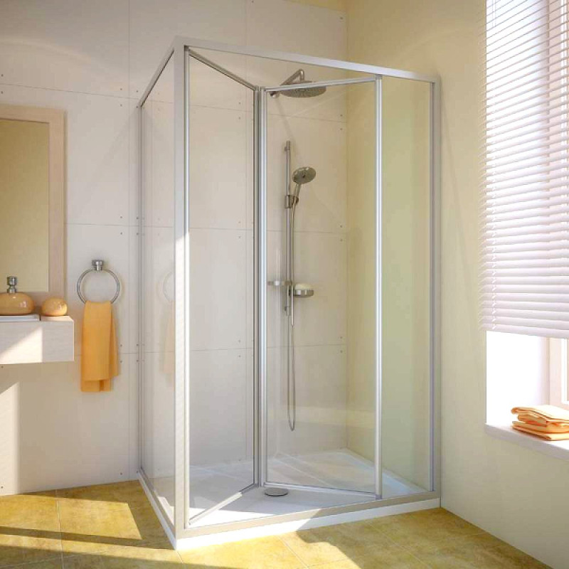 Душевой уголок GuteWetter Practic Rectan GK-404 правая 100x80 см стекло бесцветное, профиль матовый хром