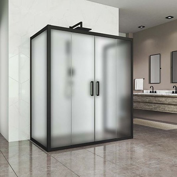 Душевой уголок Kubele DE019R4U-MAT-BLMT 140х90 см, профиль матовый черный