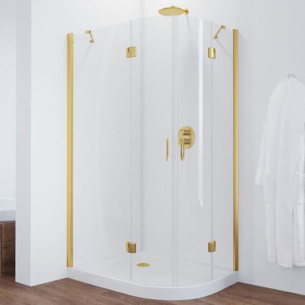 Душевой уголок Vegas Glass AFS-F 100*90 09 01 L профиль золото, стекло прозрачное