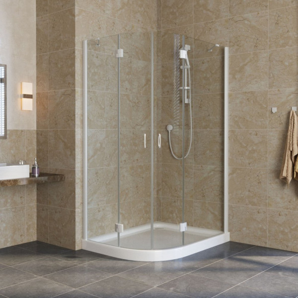 Душевой уголок Vegas Glass AFS-F Lux 110*100 01 01 R профиль белый, стекло прозрачное