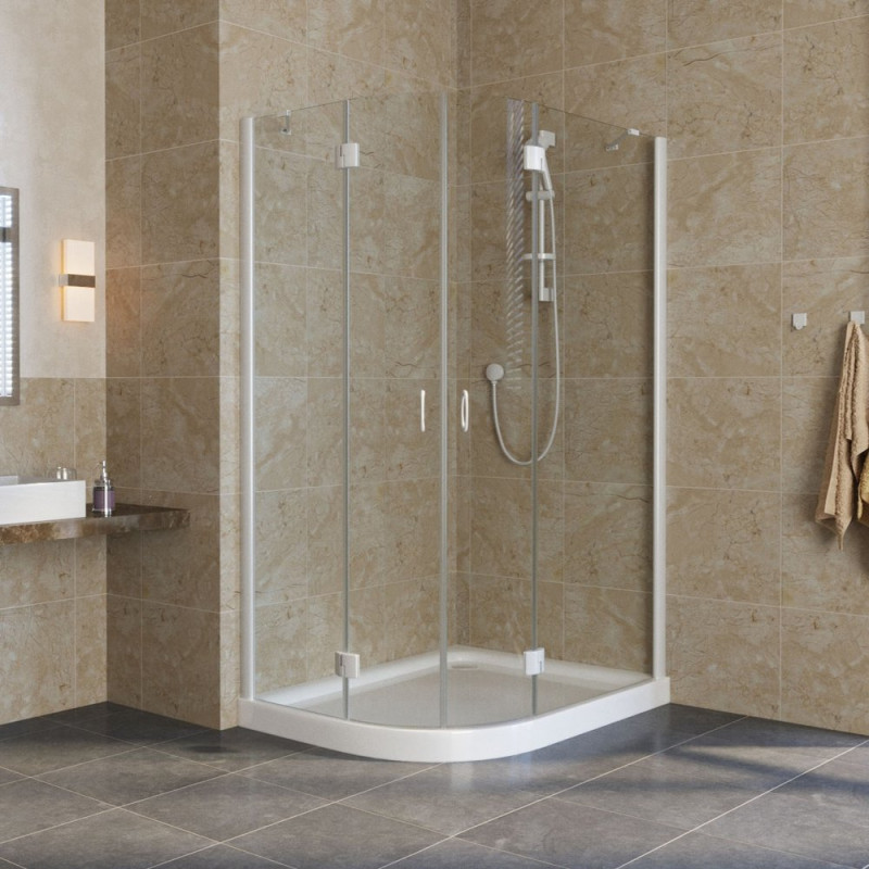 Душевой уголок Vegas Glass AFS-F Lux 110*100 01 01 R профиль белый, стекло прозрачное