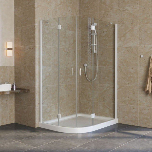 Душевой уголок Vegas Glass AFS-F Lux 120*110 01 01 R профиль белый, стекло прозрачное