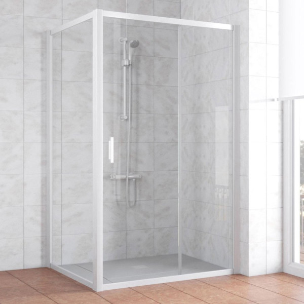 Душевой уголок Vegas Glass ZP+ZPV 120*100 01 01 профиль белый, стекло прозрачное