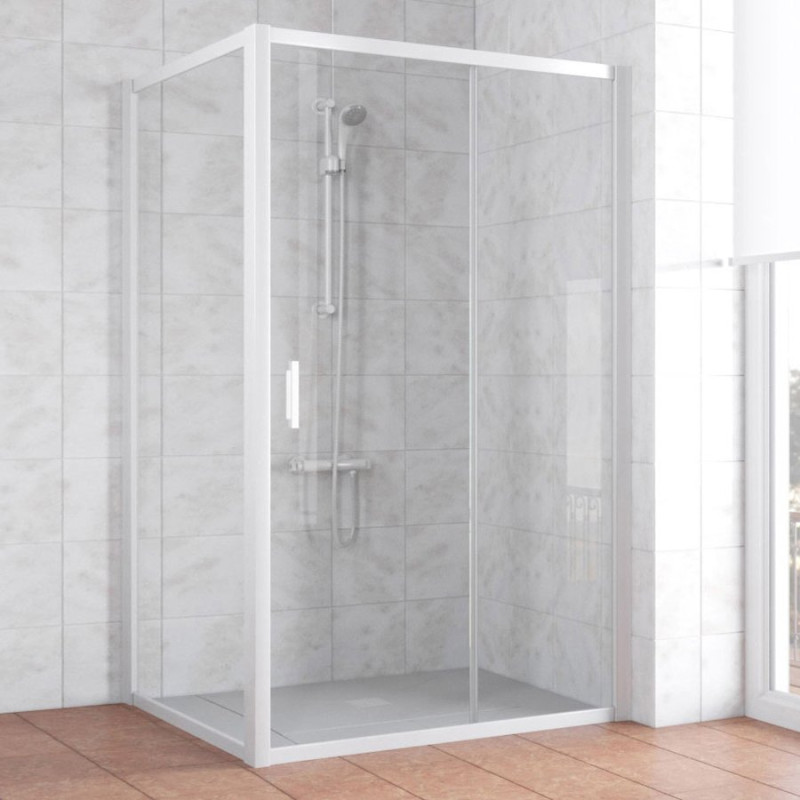 Душевой уголок Vegas Glass ZP+ZPV 120*100 01 01 профиль белый, стекло прозрачное